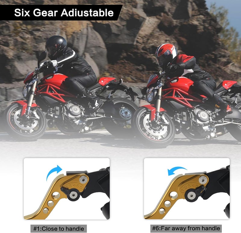 RIDLOG Universal CNC Motorcycle 7/8" 22mm Handlebar Brake Master Cylinder Clutch Lever, Dirt Bike Mini Bike Brake Lever, Brake and Clutch Lever Set Fit for Honda Kawasaki Suzuki Yamaha (Gold) - Image 2